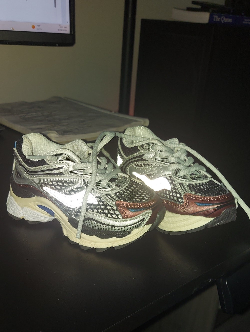 Saucony Kids Metallic Silver, Black & Brown Running Sneakers